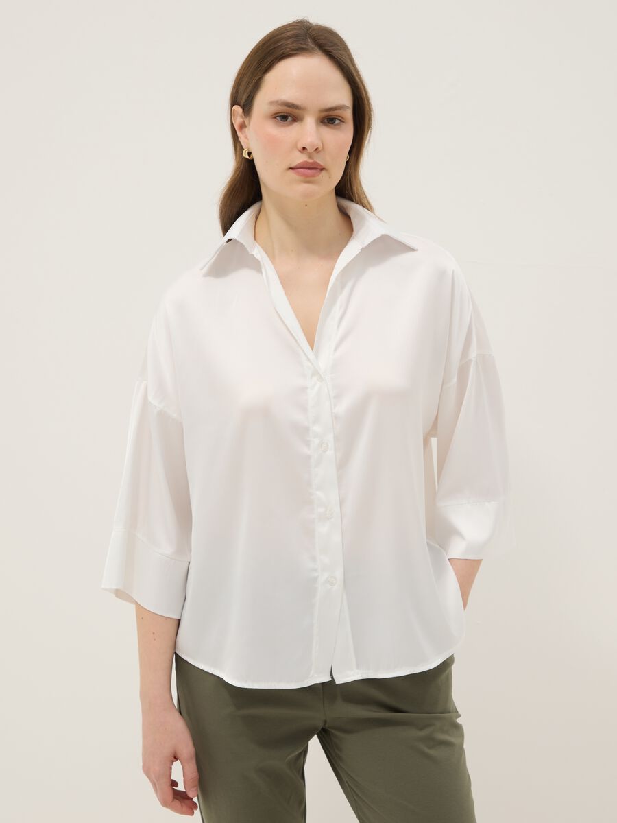White Satin Blouse Regular Fit_0