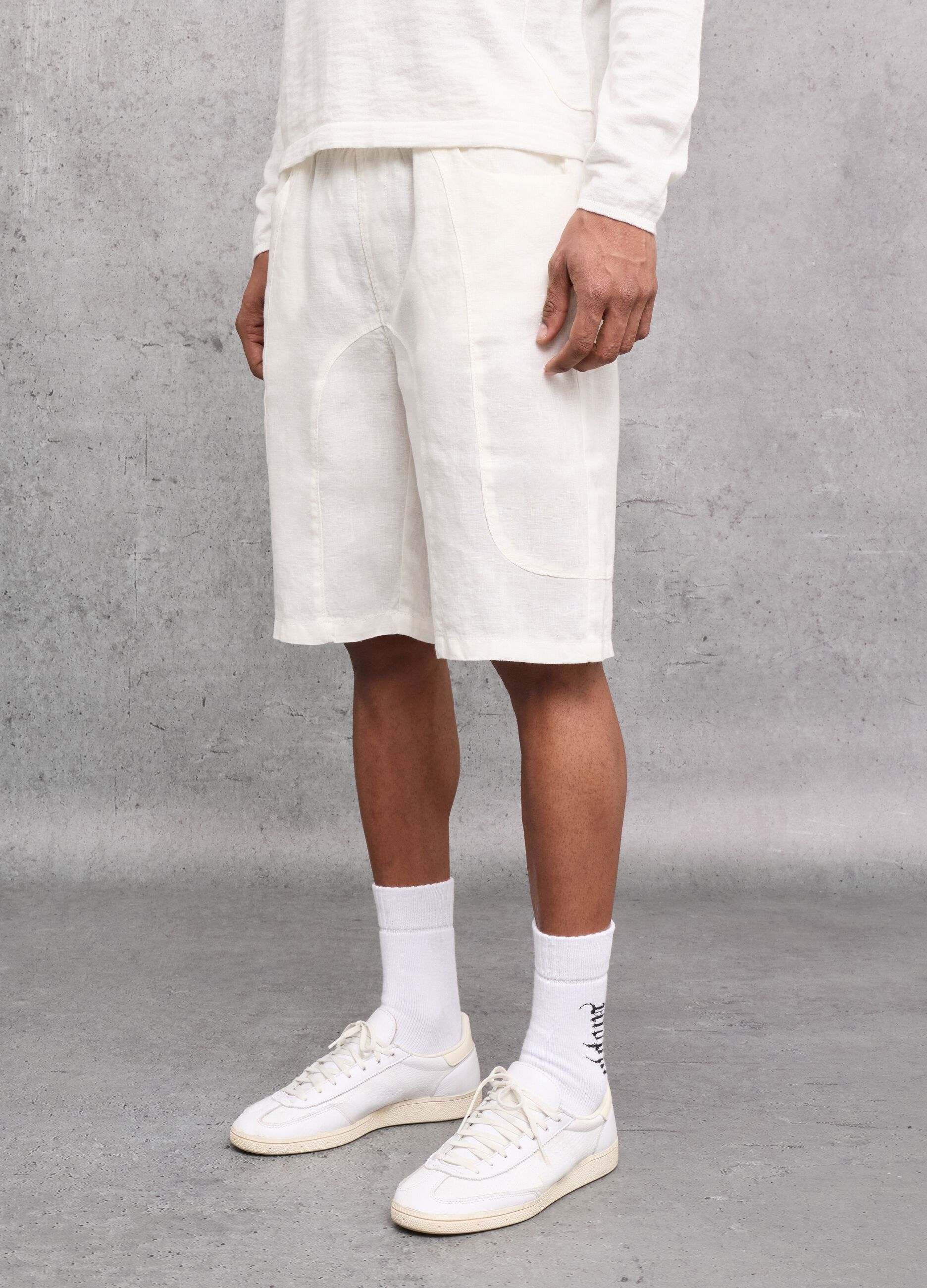100% Linen Shorts White