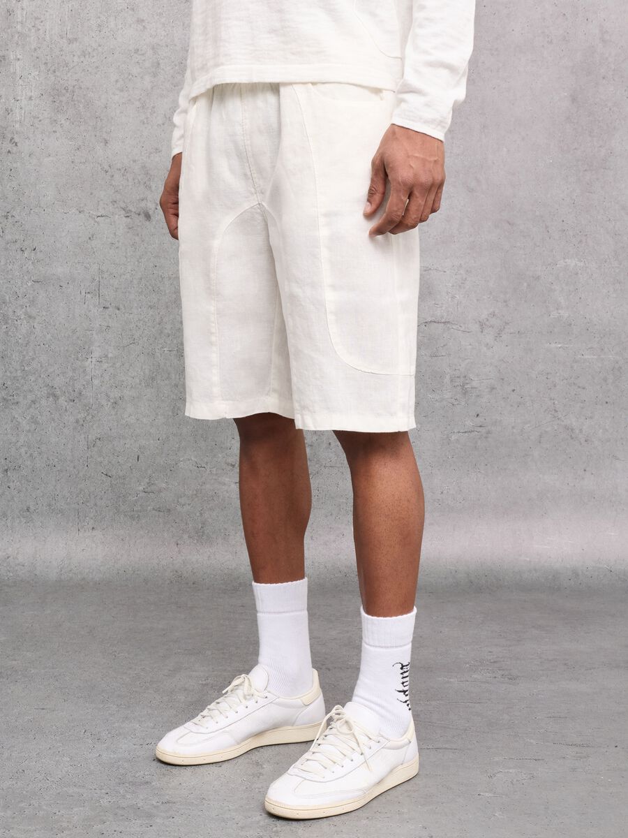 100% Linen Shorts White_2