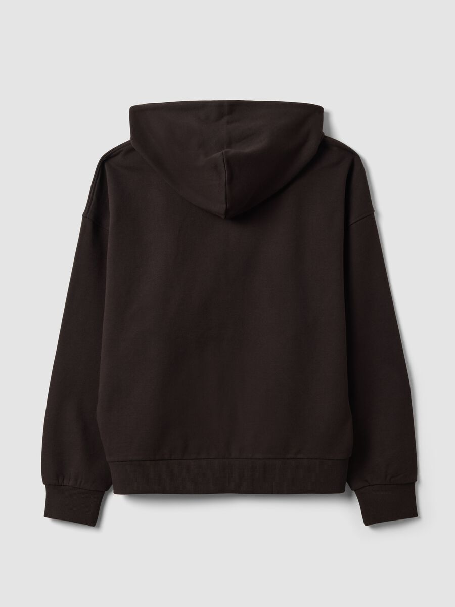 Felpa crop marrone in puro cotone con cappuccio over fit_1