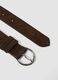 Genuine leather brown belt with oval buckle_1