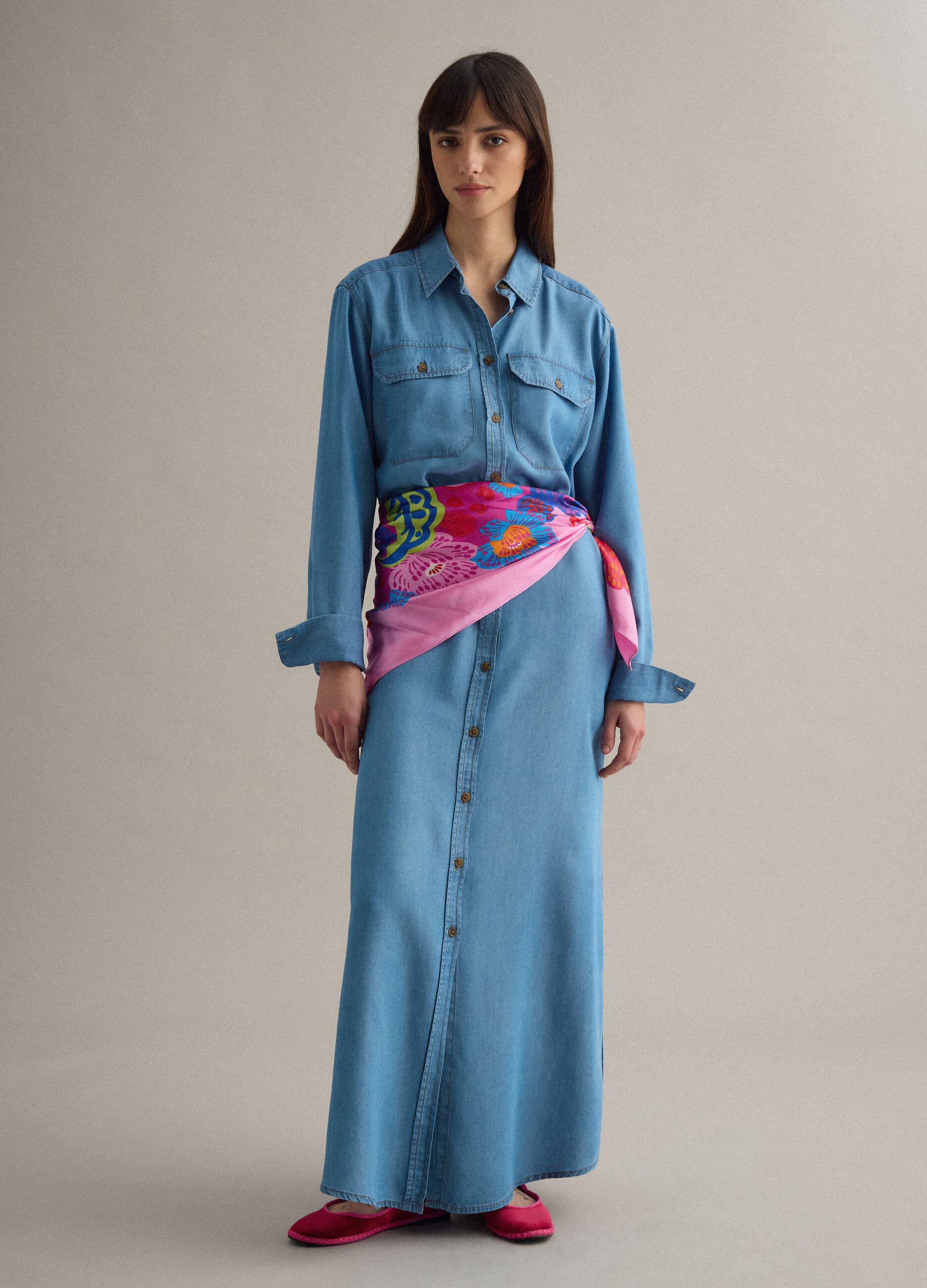 Lightweight Multicolour Scarf with Floral Print