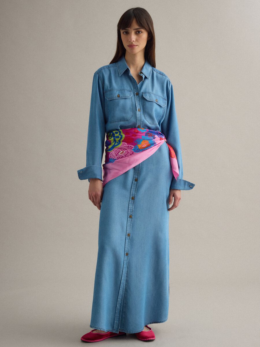 Foulard leggero multicolor con stampa floreale_1