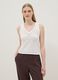 White pure cotton regular-fit tank top with openwork knit pattern_0