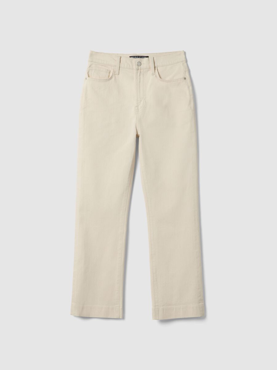 White Stretch Denim Cotton Bootcut Jeans_4