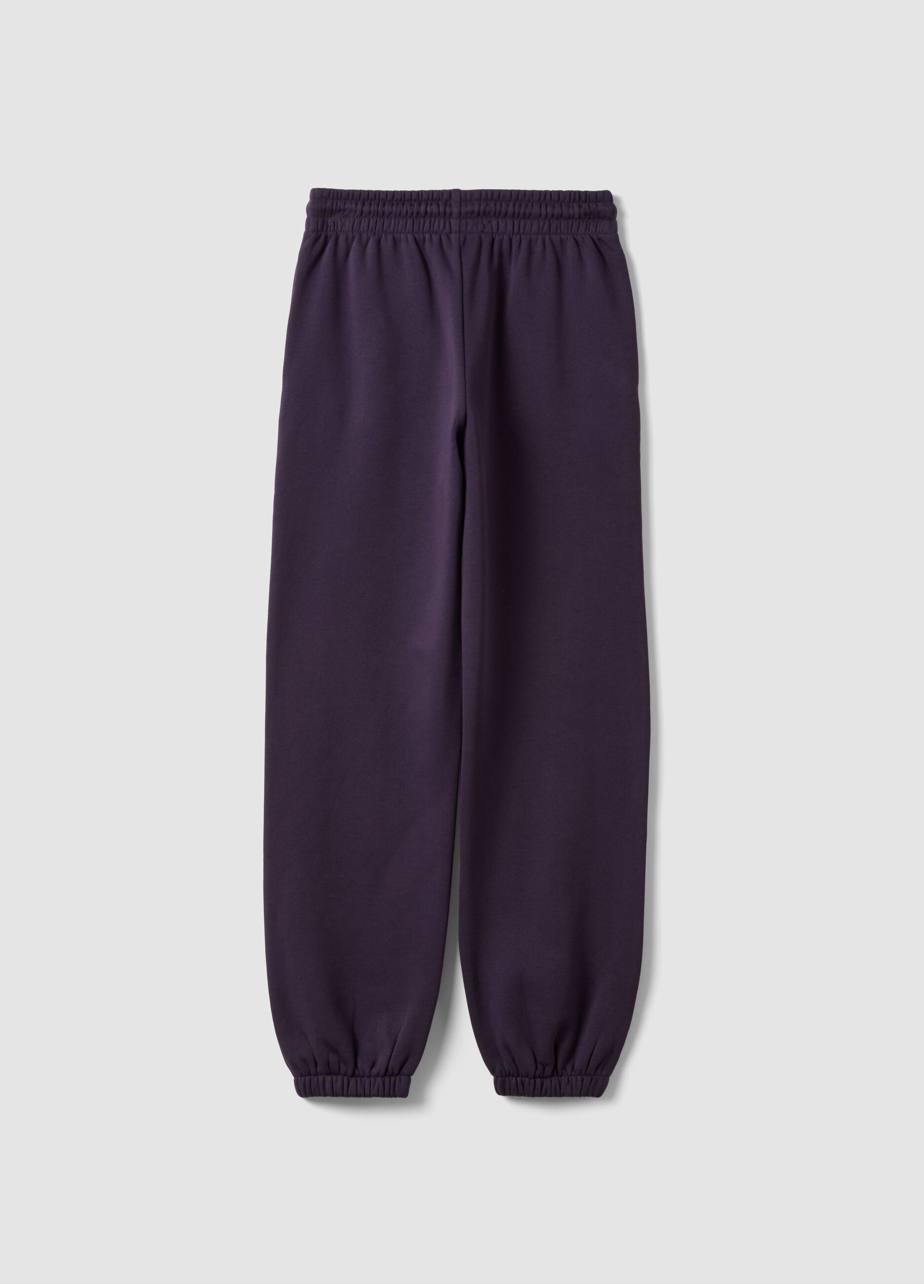 Purple cotton-blend jogger trousers with elasticated waist, regular fit