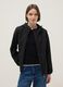 Black regular fit waterproof jacket with zip and hood_0