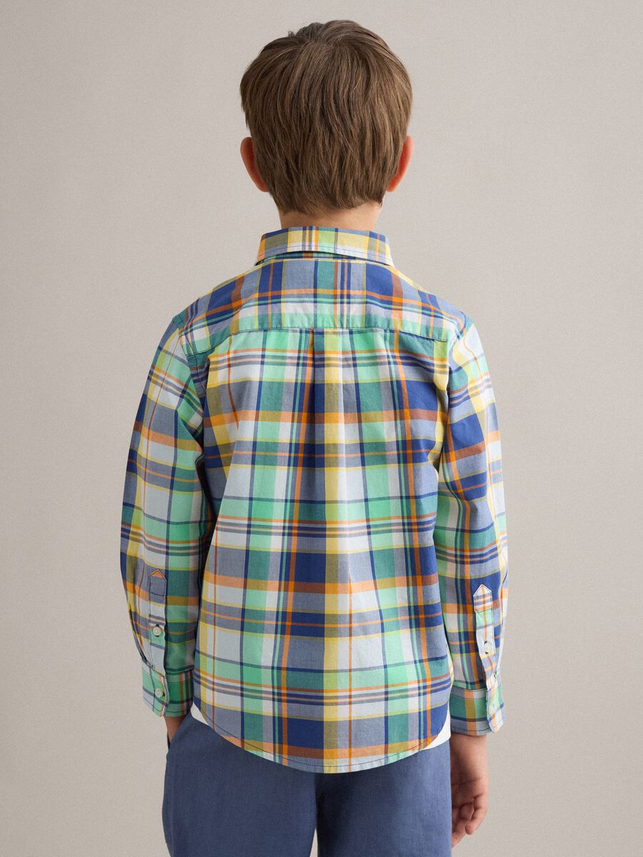 Kids' regular fit multicolor check pure cotton shirt_1