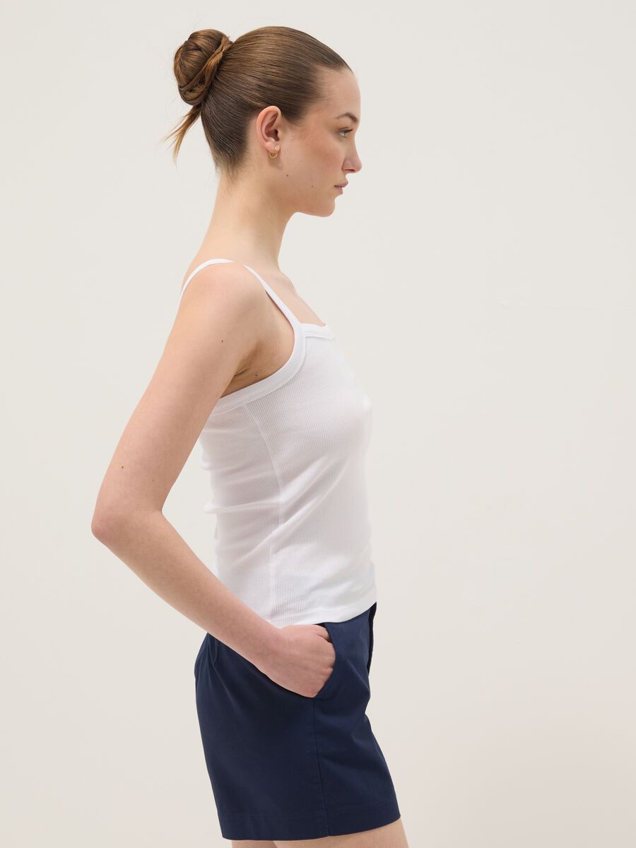 White pure cotton ribbed vest top_1