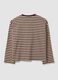 Brown striped pure cotton T-shirt with crew neck, relaxed fit_2