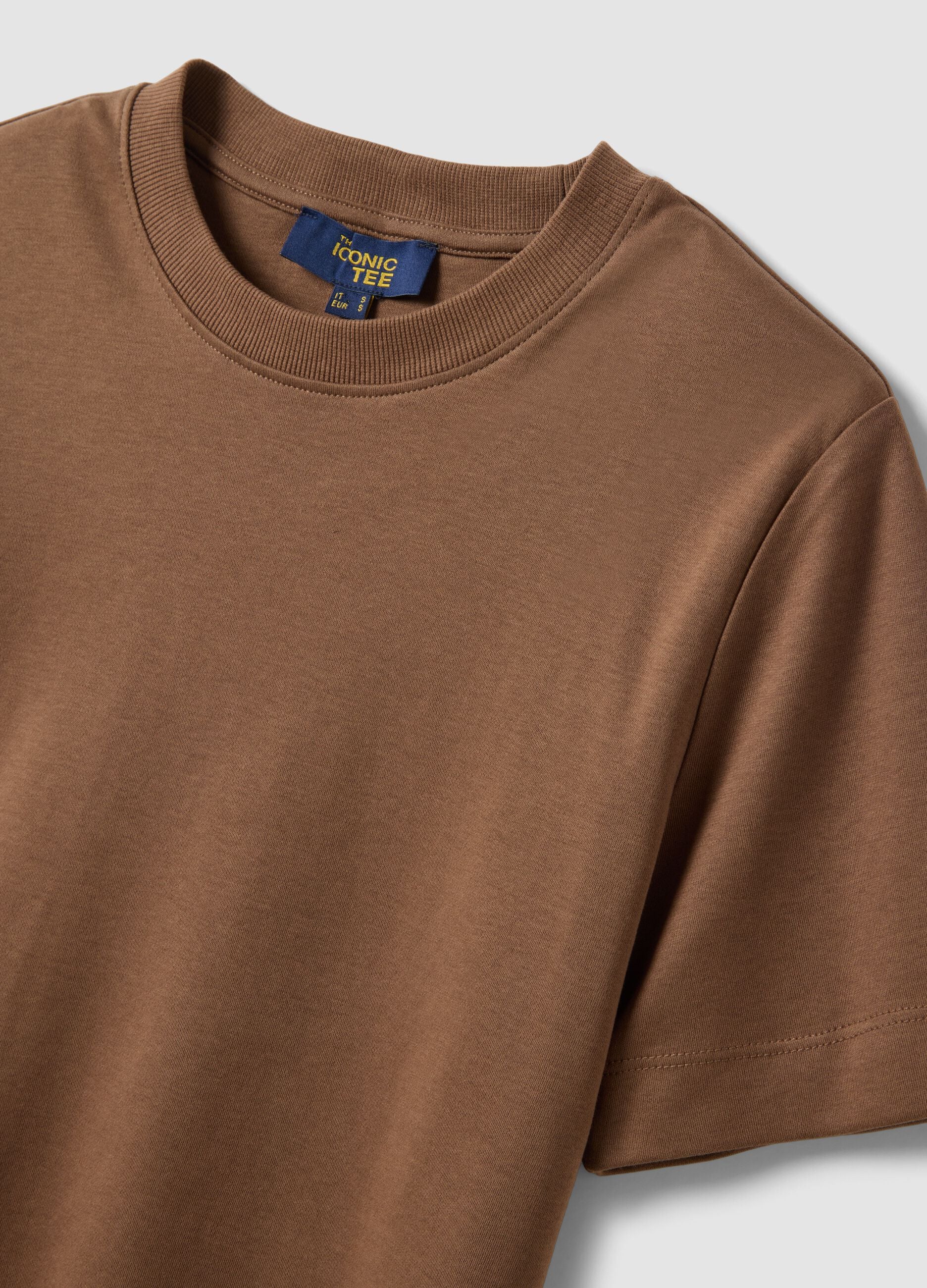 Brown pure cotton relaxed fit t-shirt