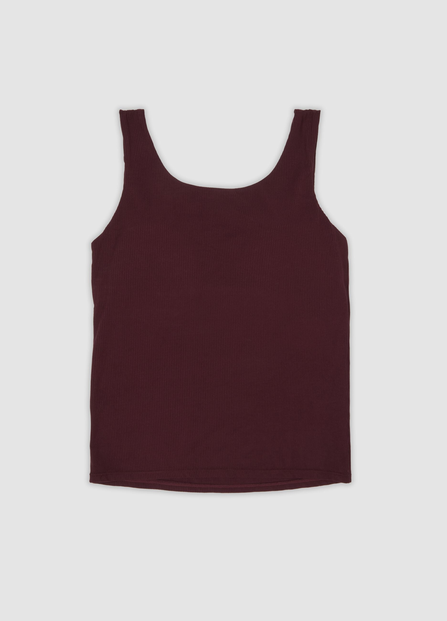 Purple stretch viscose crew-neck vest top