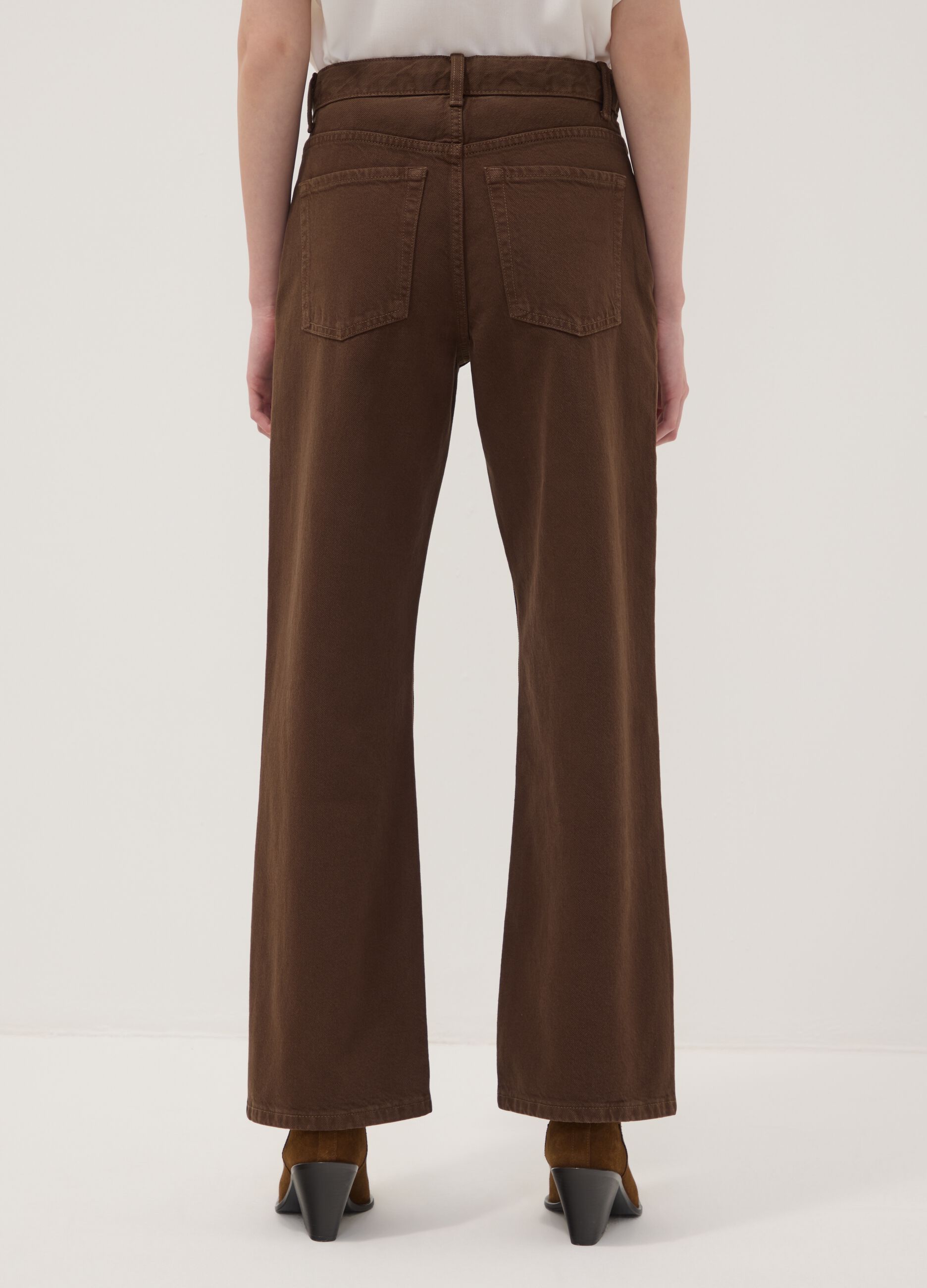Brown straight-fit pure cotton jeans
