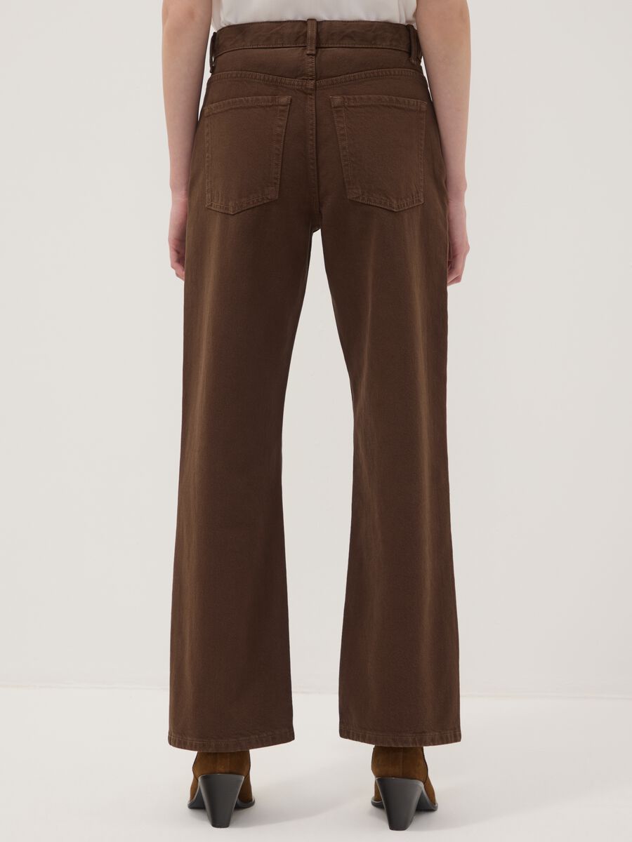 Brown straight-fit pure cotton jeans_3