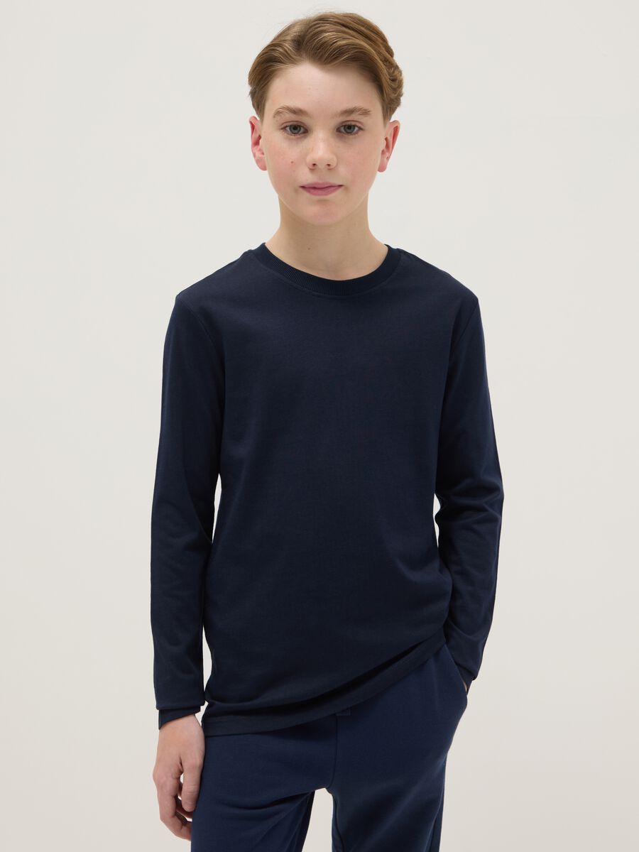 T-shirt in puro cotone blu regular fit per ragazzo_0