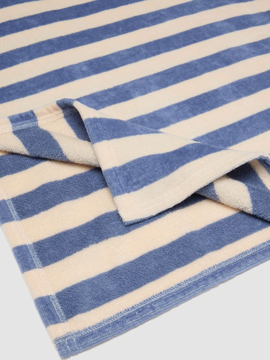 Poncho da spiaggia in puro cotone a righe multicolor da neonato_3