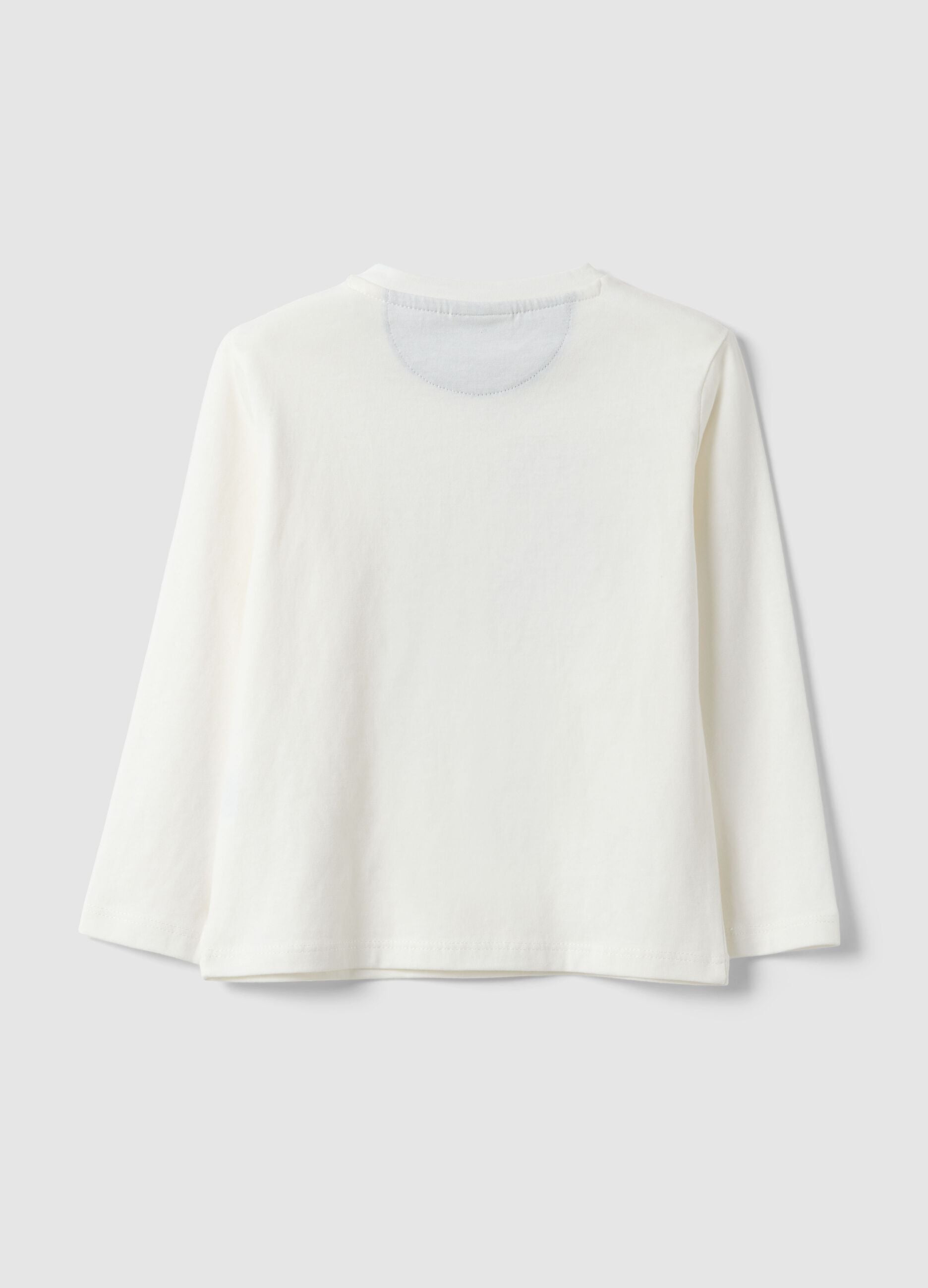 Child's long-sleeve white pure cotton top with print
