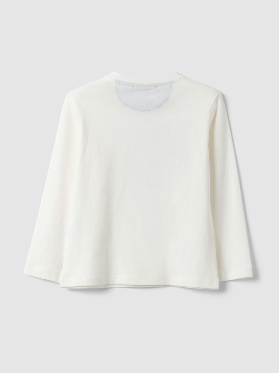 Maglia a maniche lunghe in puro cotone bianca da bimbo con stampa_1