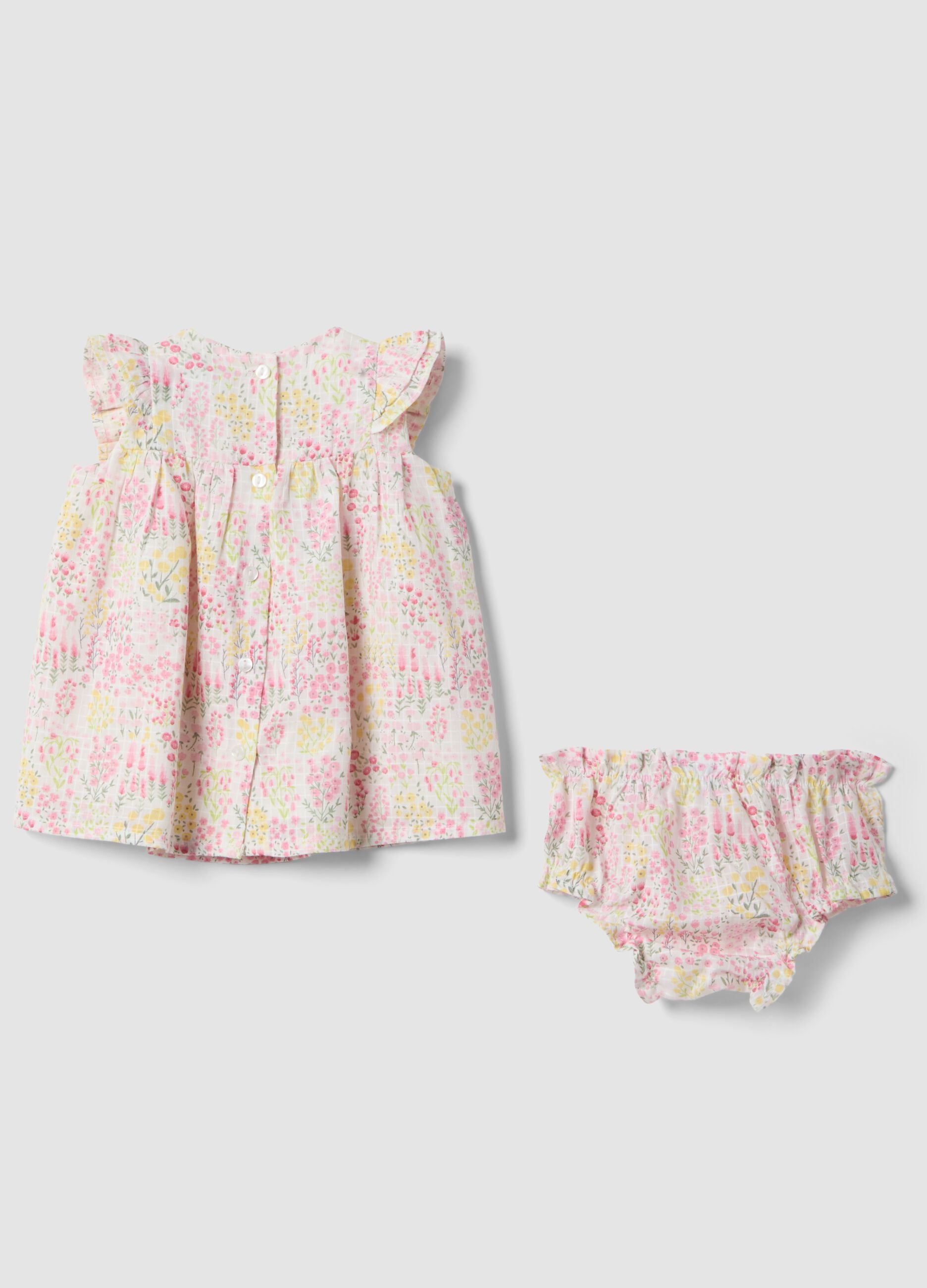 Newborn girl's regular fit multicolour pure cotton set