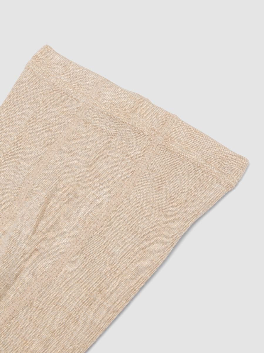 Beige ribbed stretch tights_2