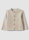 Beige pure organic cotton rib-knit cardigan for baby girl_0
