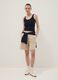 Beige cotton-blend regular-fit shorts with elasticated waist_0