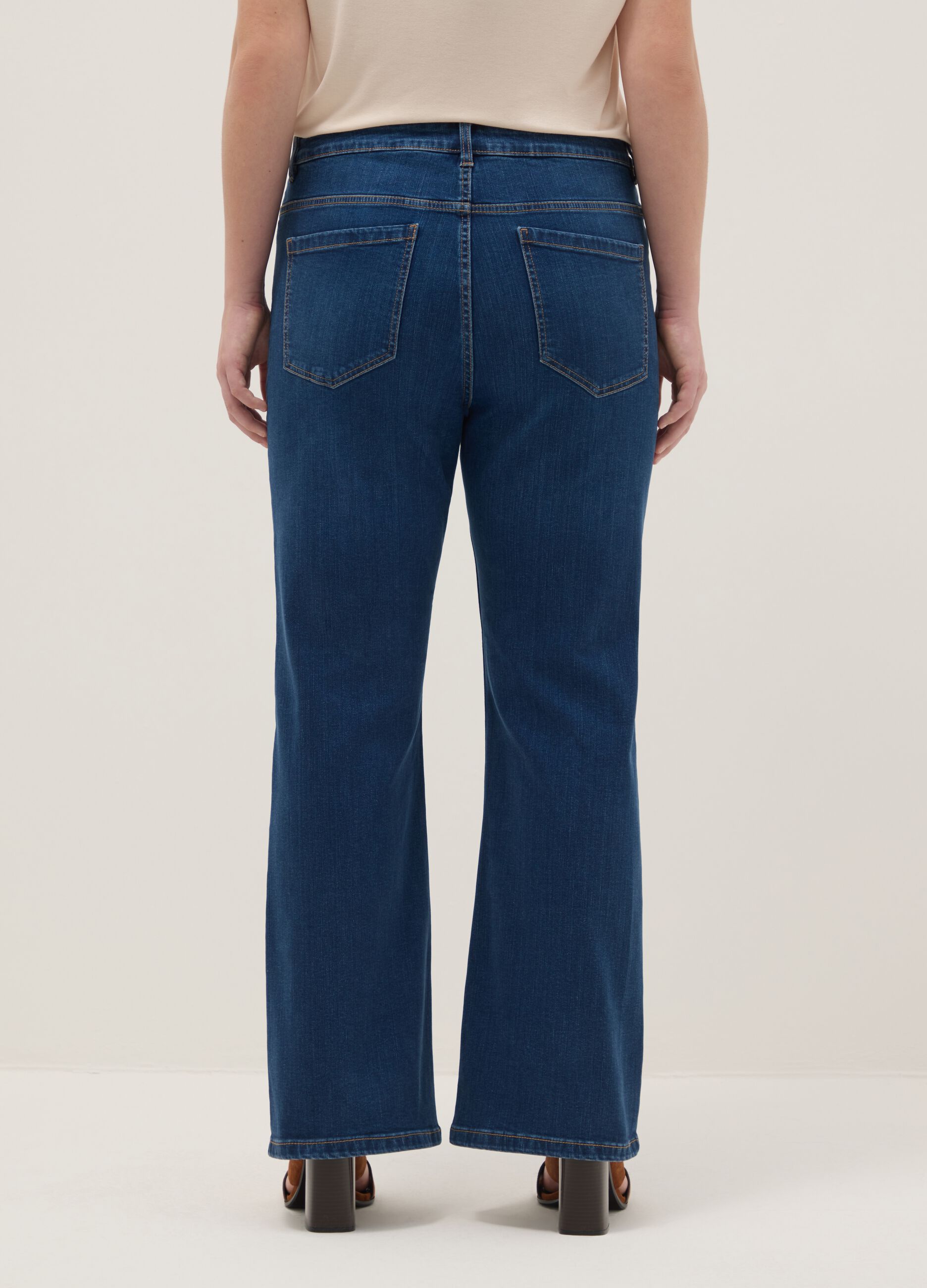 Blue stretch cotton flare jeans