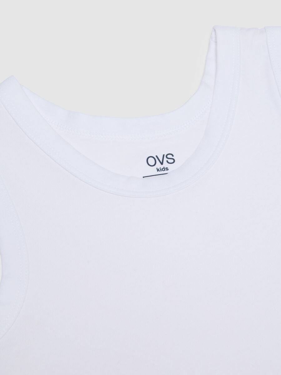 Children's White Cotton Sleeveless Regular Fit Vests_3