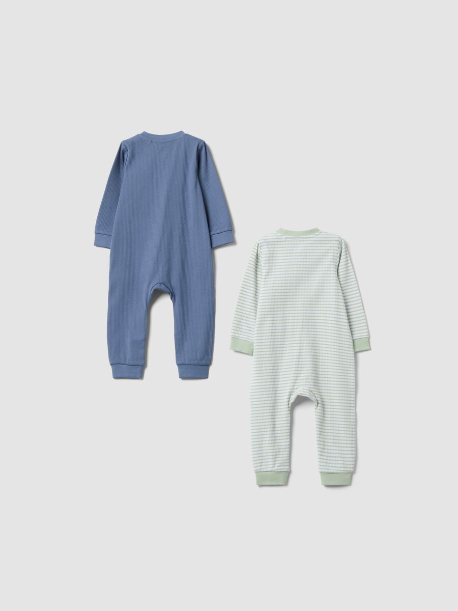 2-pack of multicolour organic stretch cotton sleepsuits for baby_1