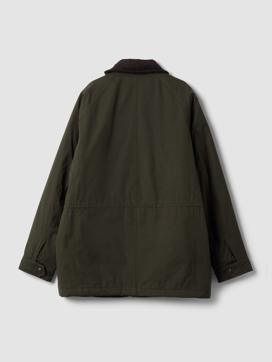 Giaccone verde regular fit con zip e collo a coste_2