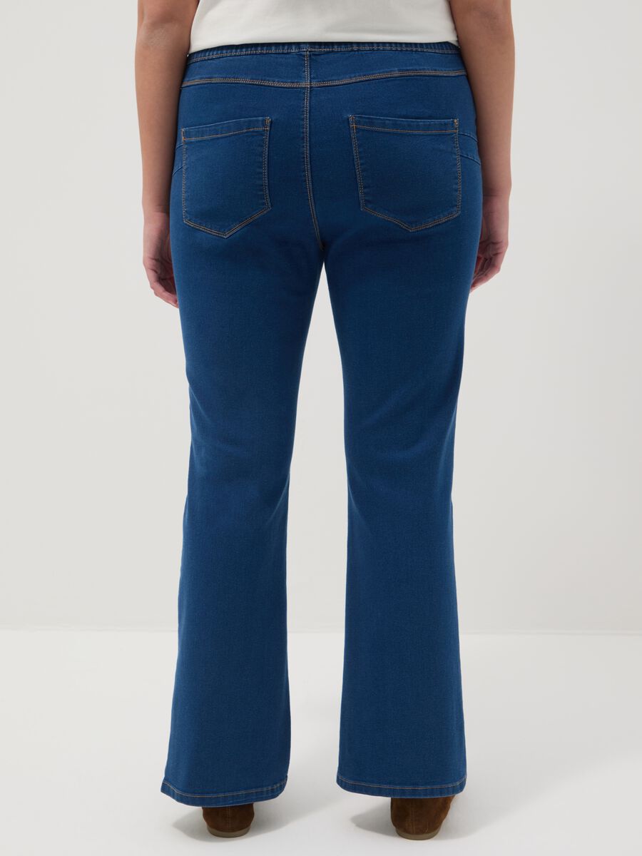 Blue Bootcut Trousers in Stretch Cotton Regular Fit_2
