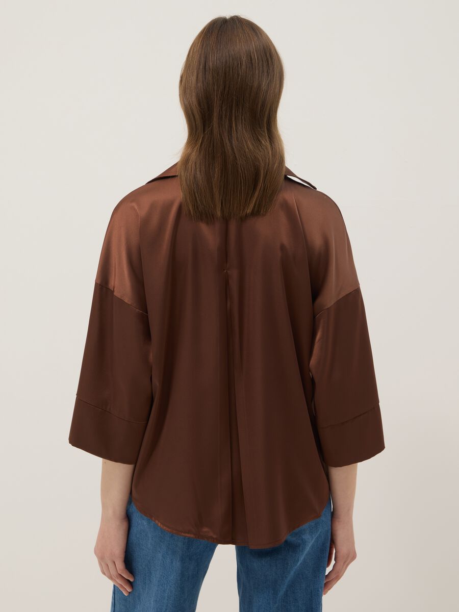 Brown Satin Regular Fit Blouse_2