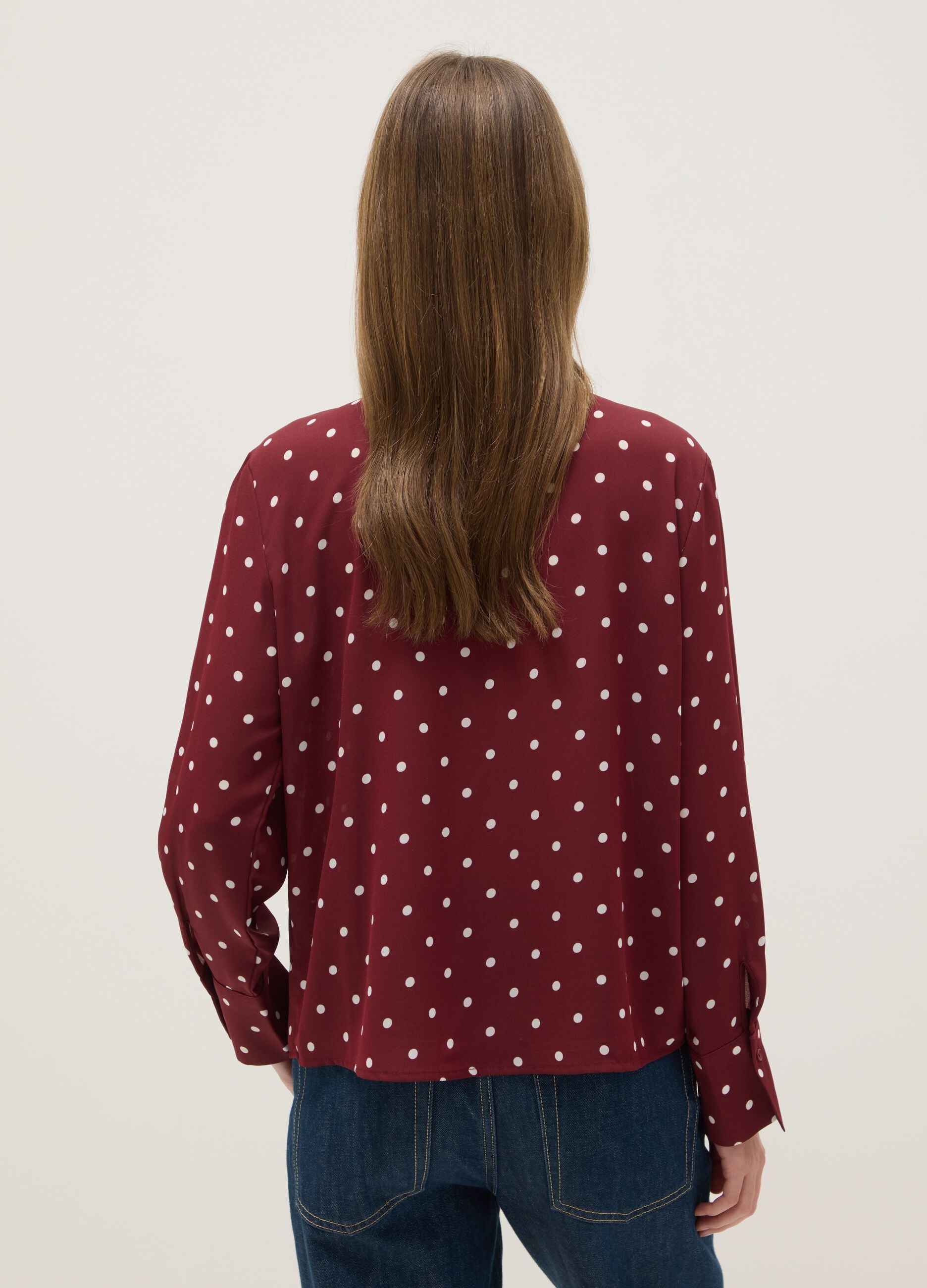 Crepe Burgundy Polka Dot Shirt