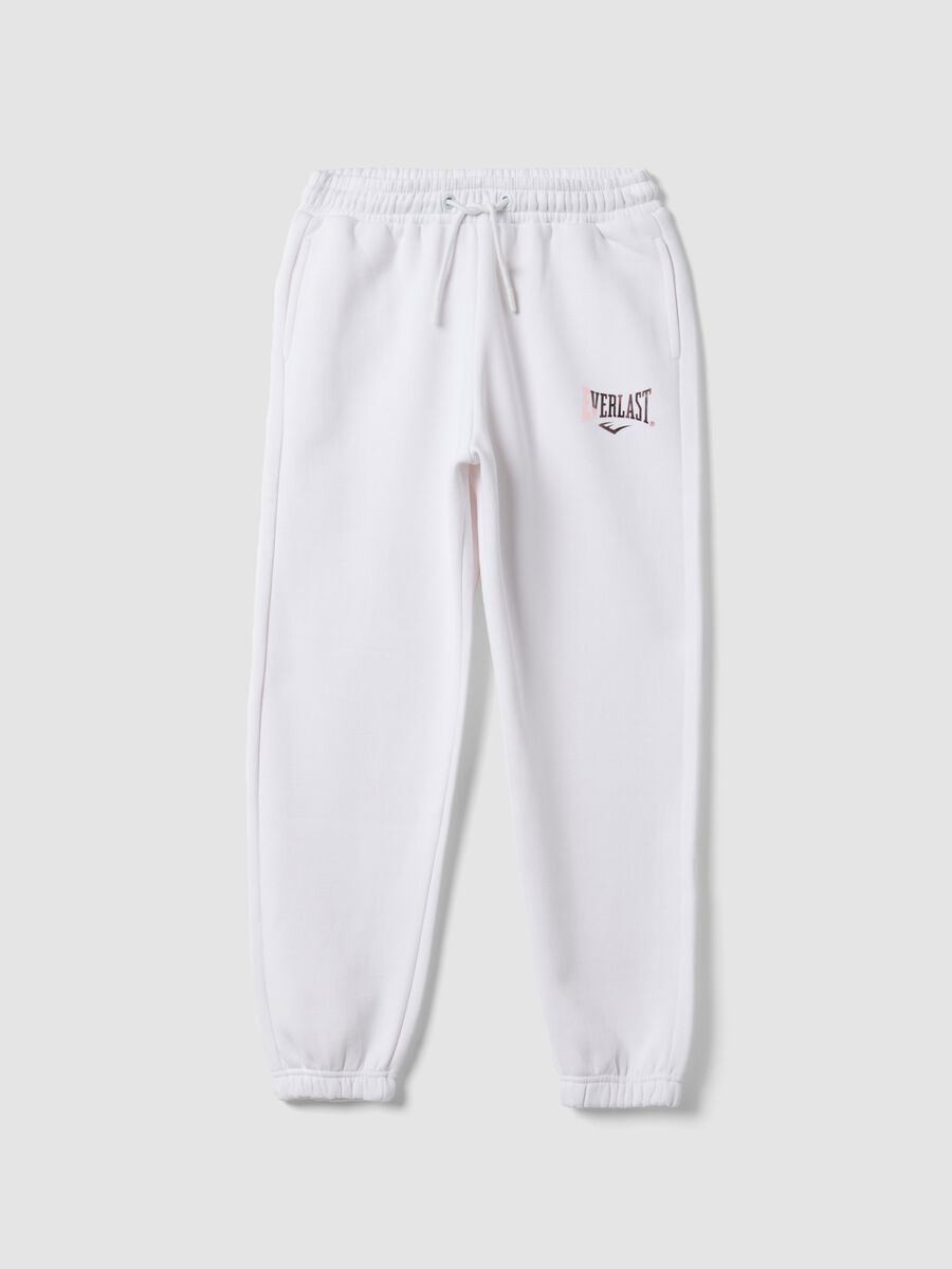 White cotton-blend girls&rsquo; joggers, regular fit_3