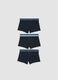 Triple pack of navy blue mid-length boys&rsquo; boxers in stretch organic cotton_1