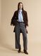 Grey flared formal trousers in stretch viscose_0