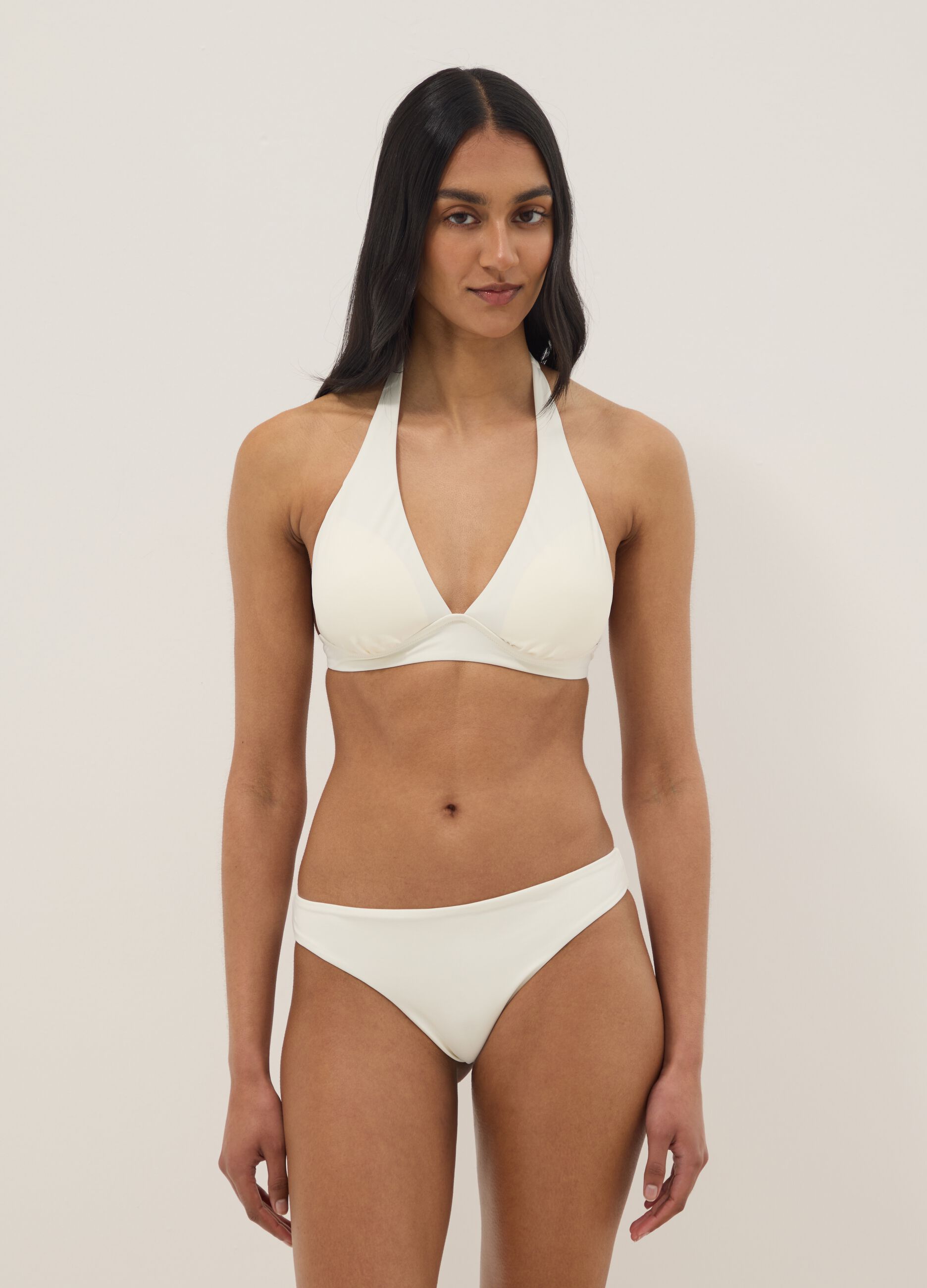 White stretch triangle bikini top