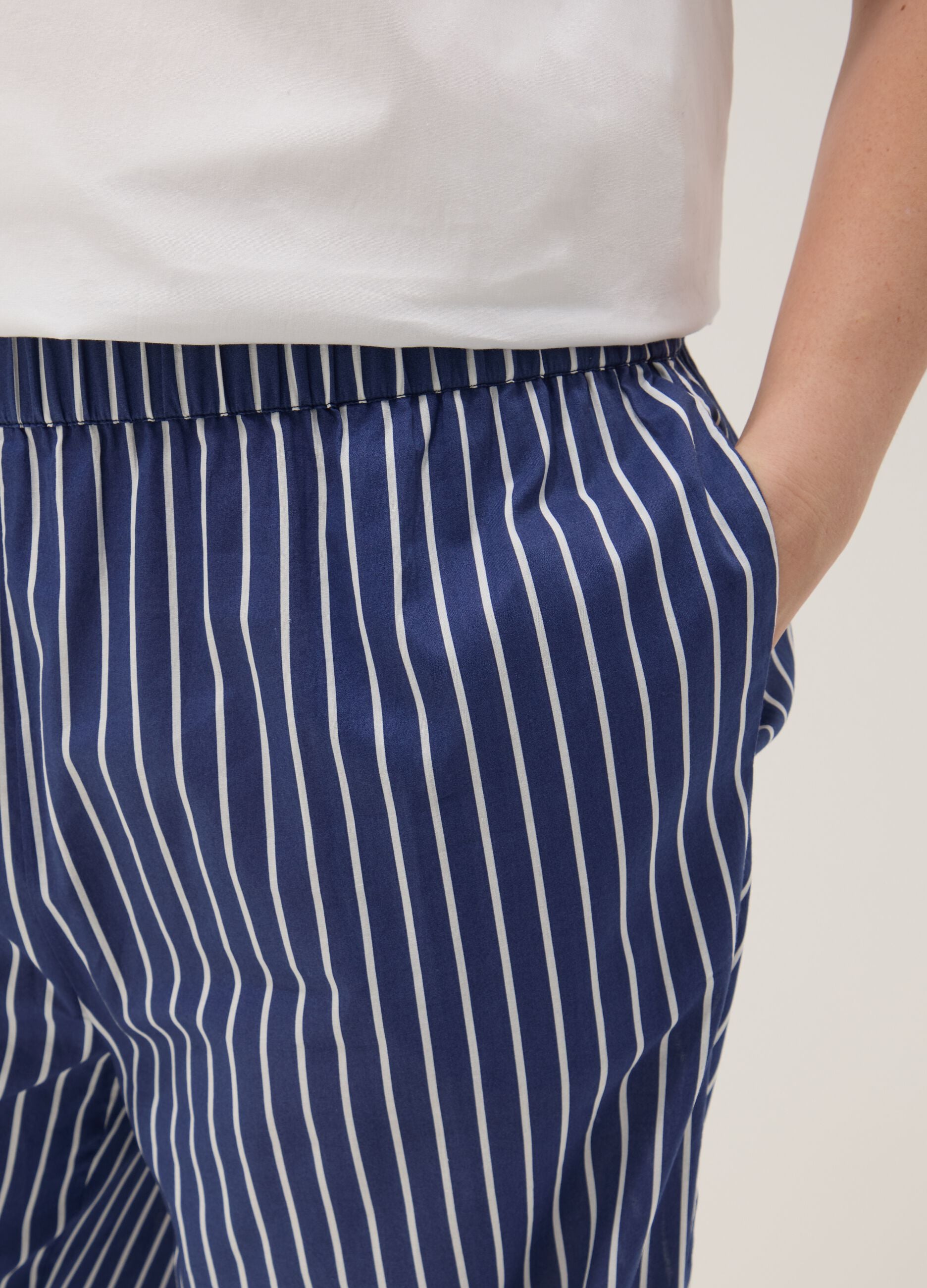 Blue striped pure cotton trousers
