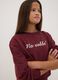 Short purple sweatshirt in pure organic cotton with ribbed neckline_0