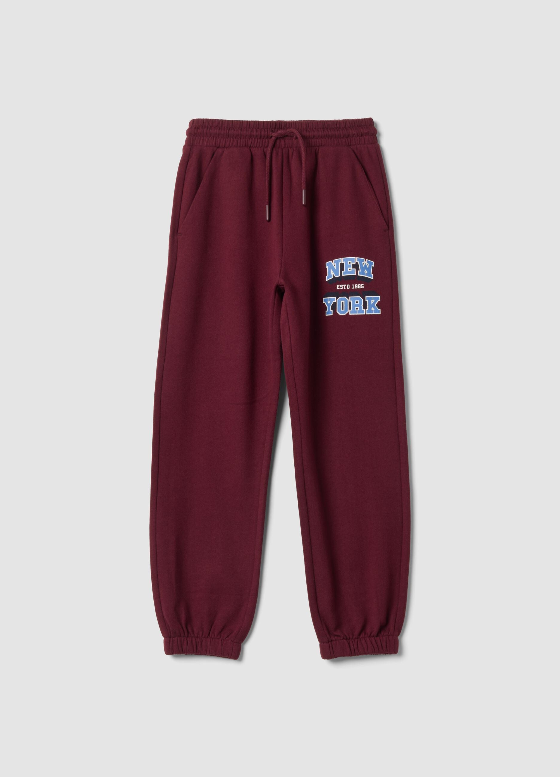 Purple cotton and viscose blend jogger trousers