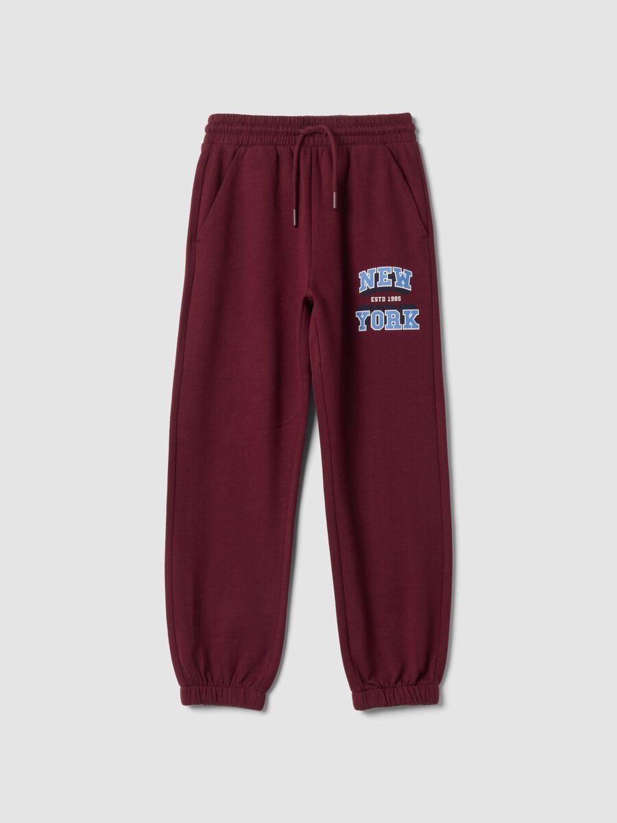 Purple cotton and viscose blend jogger trousers_0