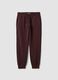 Brown cotton-blend joggers with cuffed hems and drawstring_0