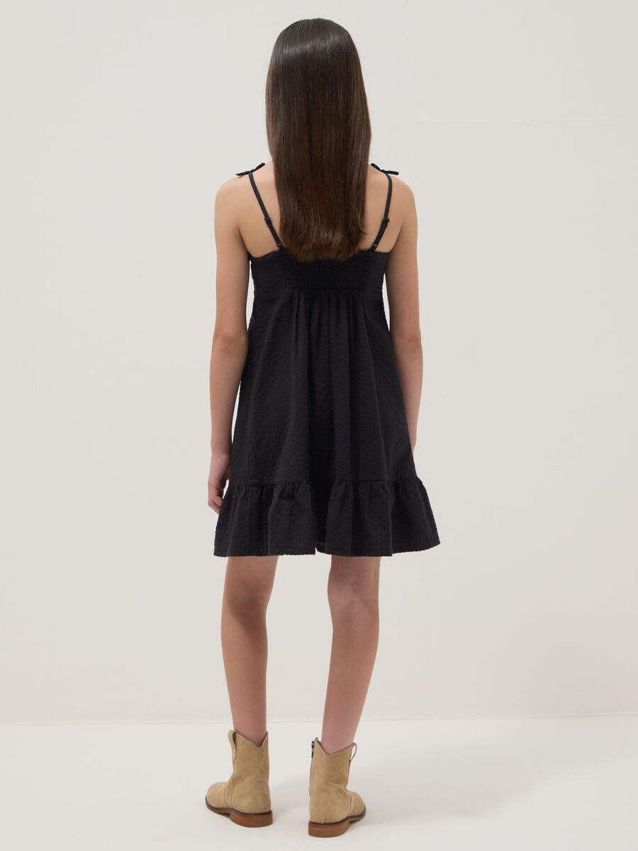 Black pure cotton dress with thin straps_1