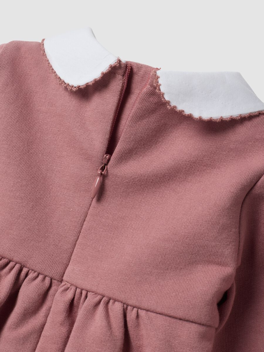 Pink dress in pure organic cotton with The Aristocats embroidery for baby girl_3