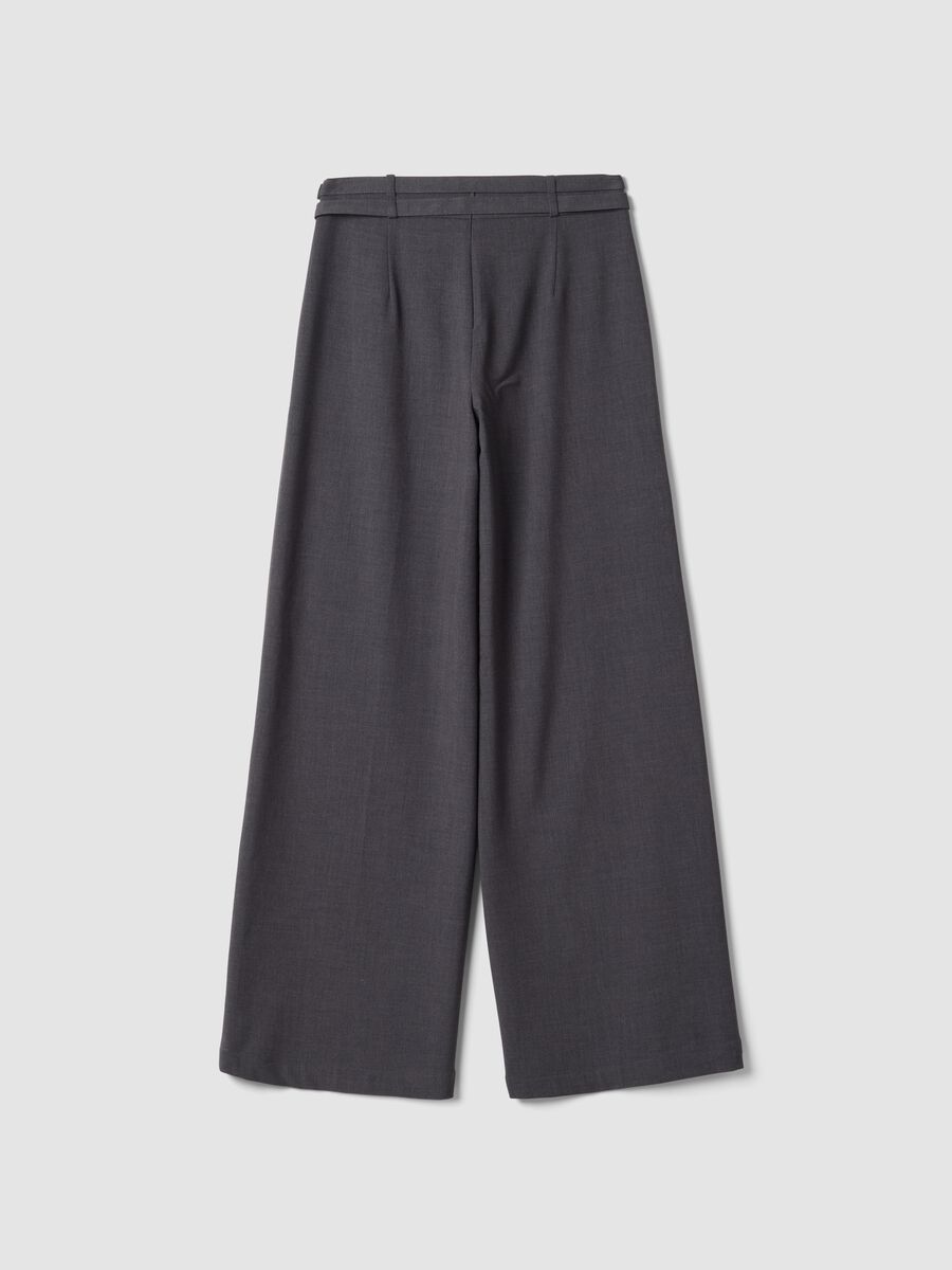 Grey stretch-viscose formal trousers with belt_2