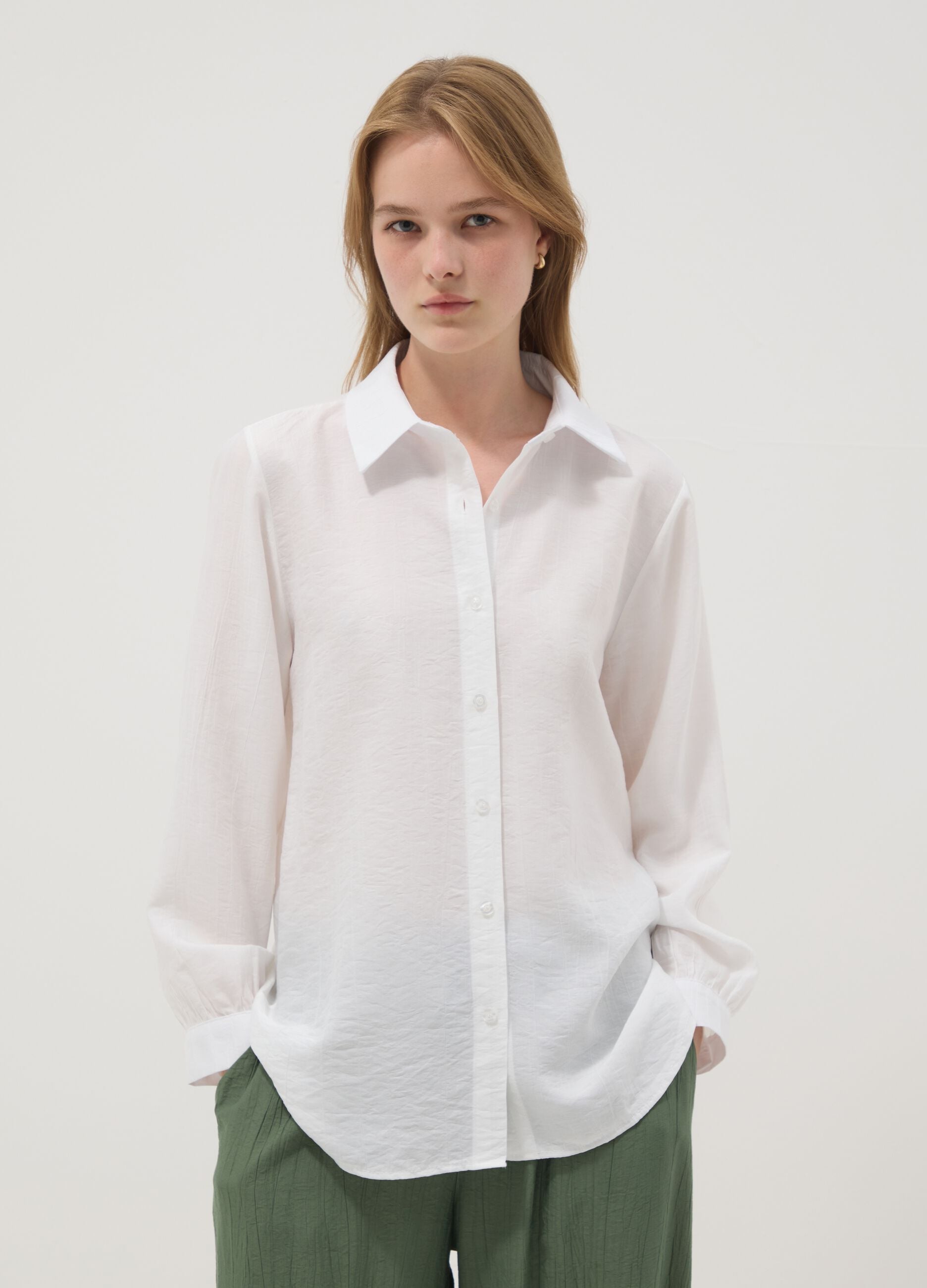 White viscose-blend shirt