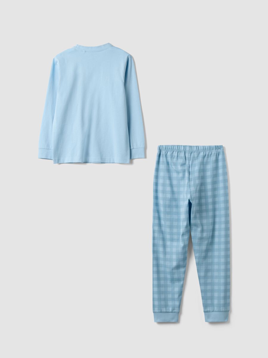 Light blue organic cotton crew-neck pyjamas for boys_1