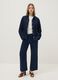 Wide-leg blue denim pure cotton trousers with elastic waist_0