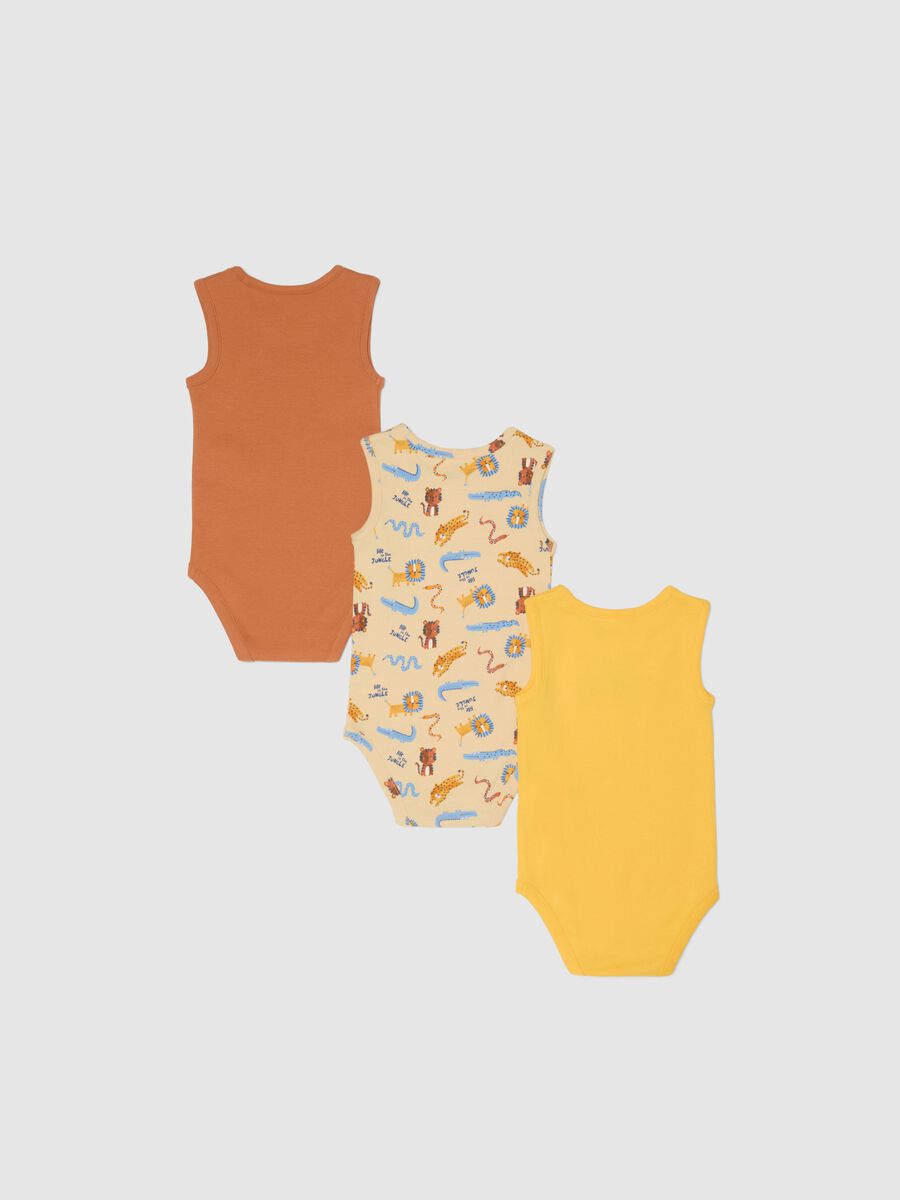 Tripack body senza maniche in puro cotone multicolor da neonato_1