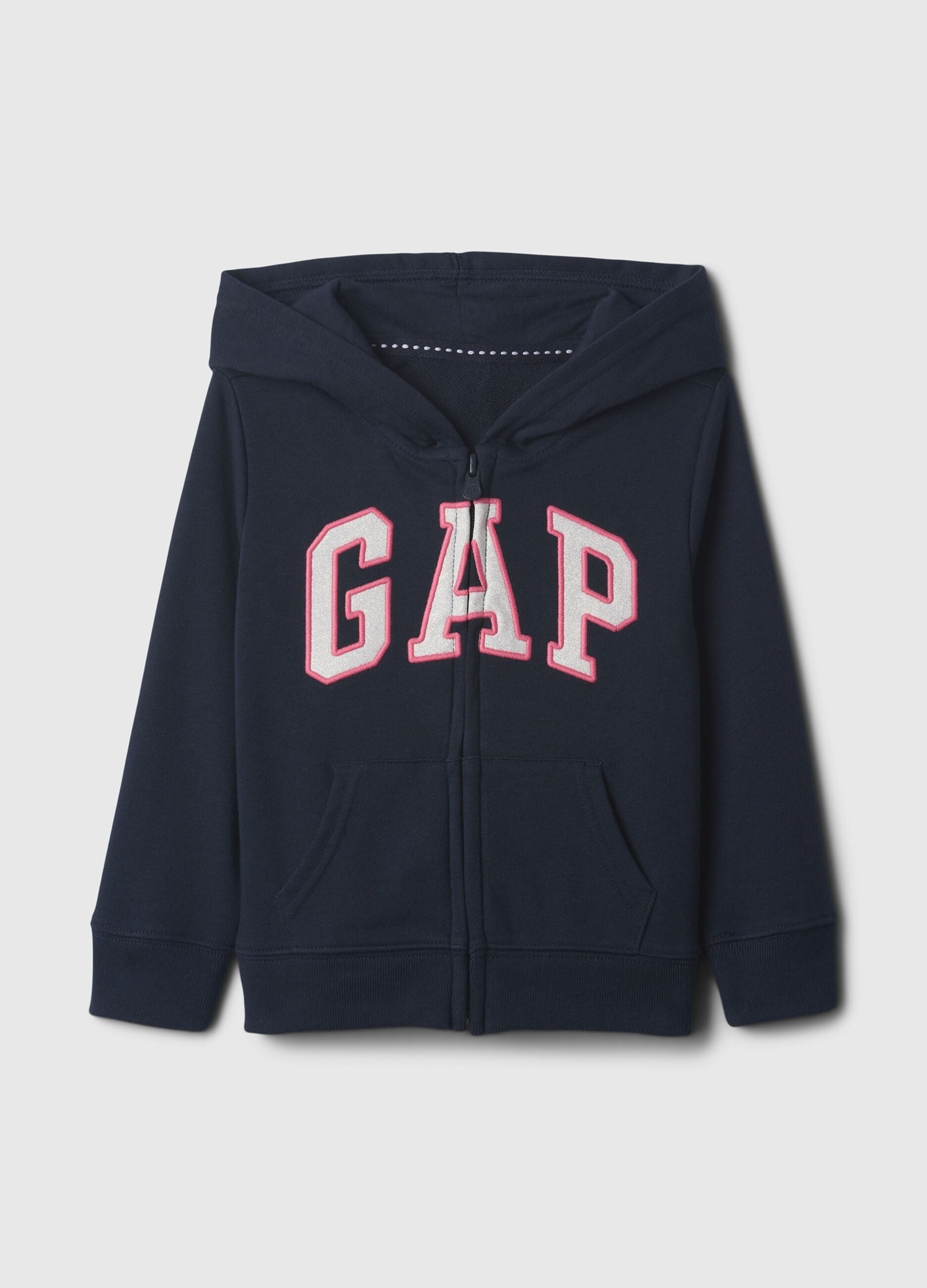 Full-zip sweatshirt with hood and logo embroidery